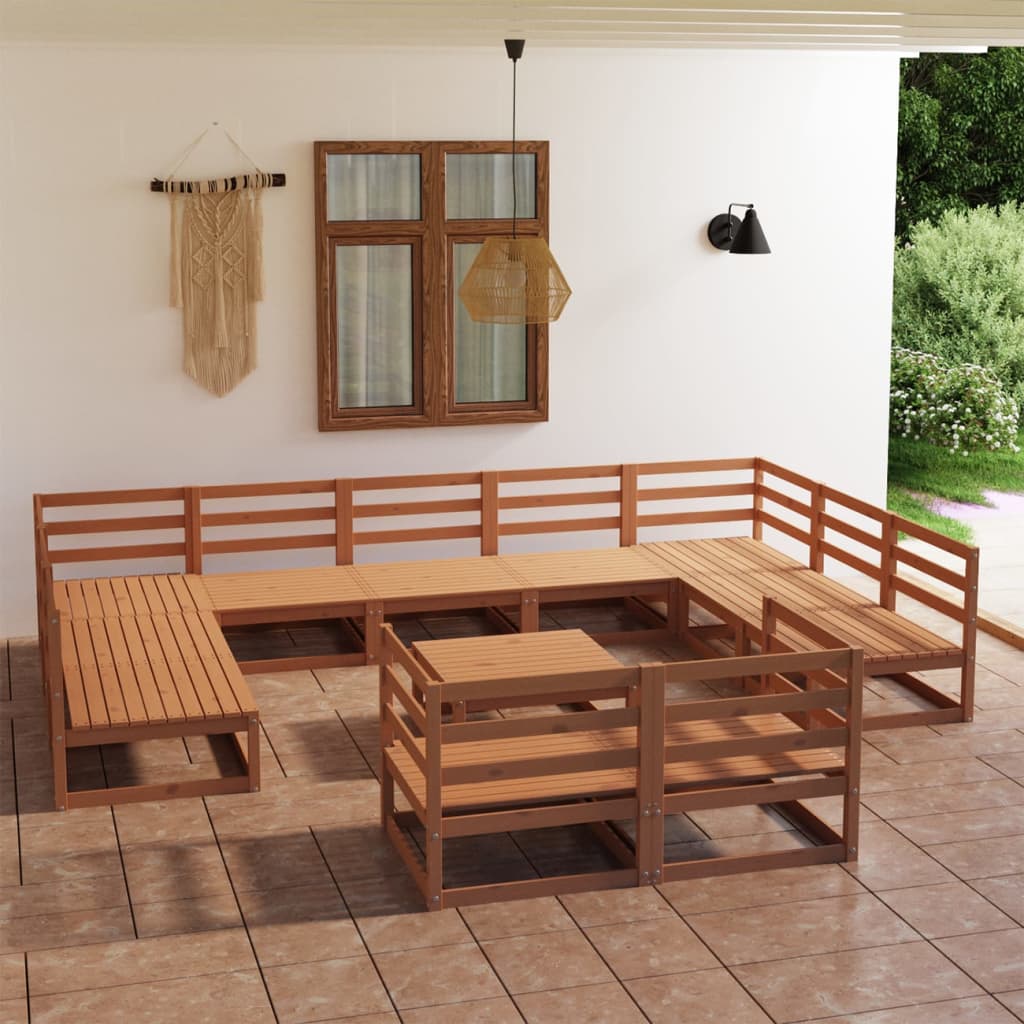 vidaXL 12 Piece Garden Lounge Set Solid Pinewood