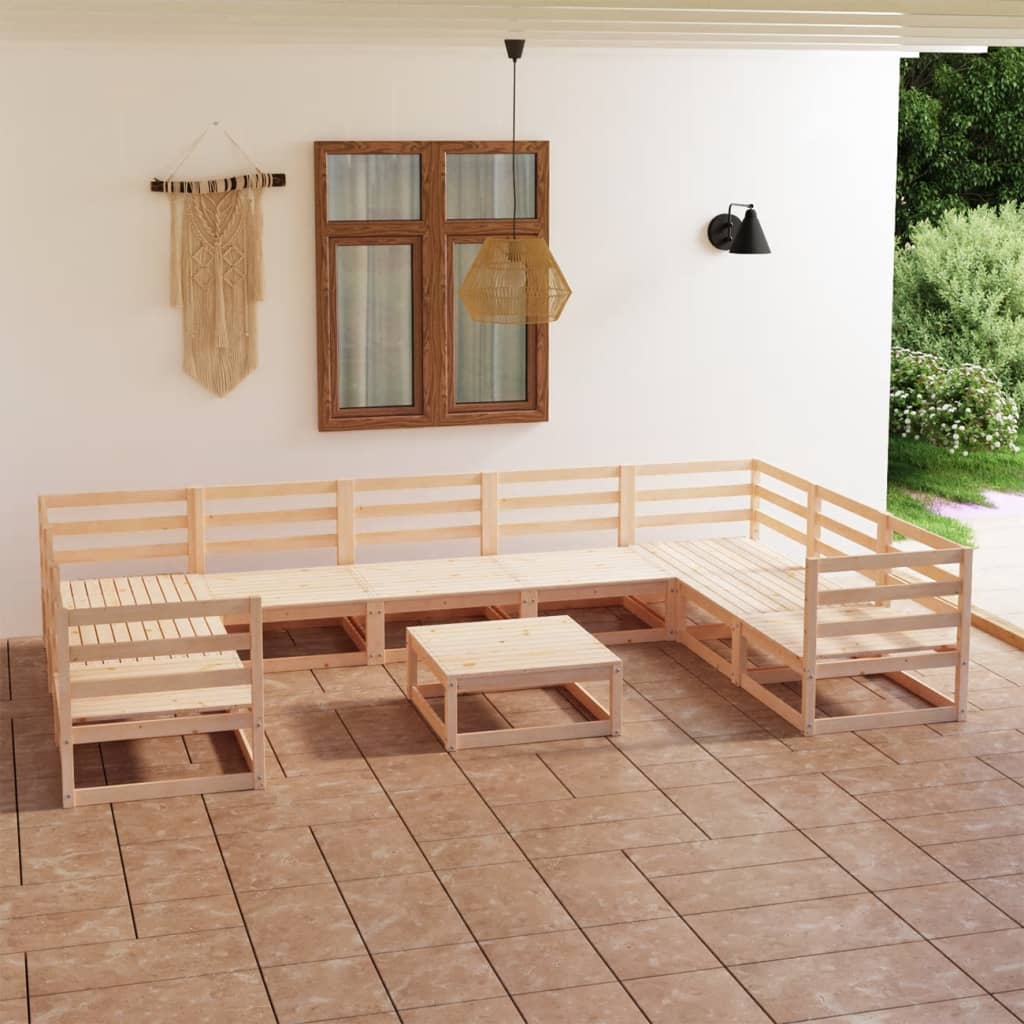 vidaXL 10 Piece Garden Lounge Set Solid Pinewood