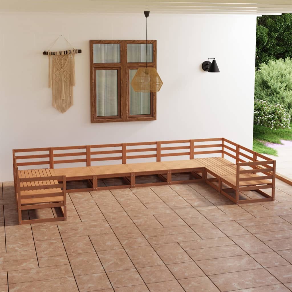 vidaXL 10 Piece Garden Lounge Set Solid Pinewood