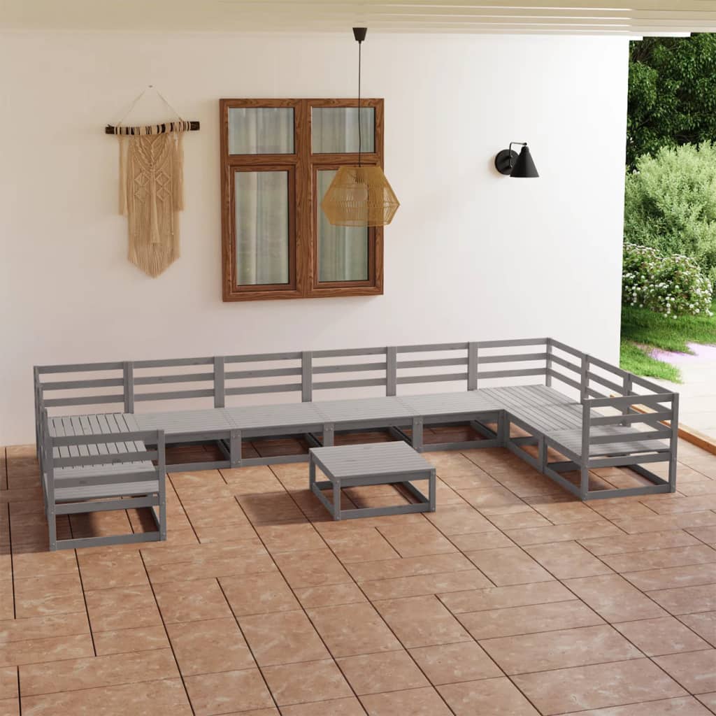 vidaXL 11 Piece Garden Lounge Set Solid Pinewood