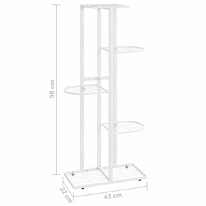 vidaXL 5-Floor Flower Stand 43x22x98 cm White Metal