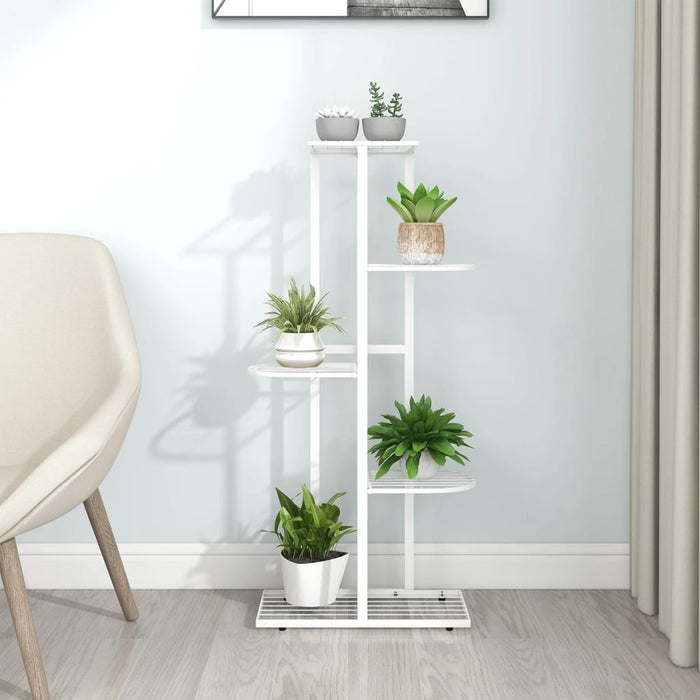 vidaXL 5-Floor Flower Stand 43x22x98 cm White Metal