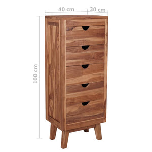 vidaXL Sideboard with 5 Drawers 40x30x100 cm Solid Teak Wood