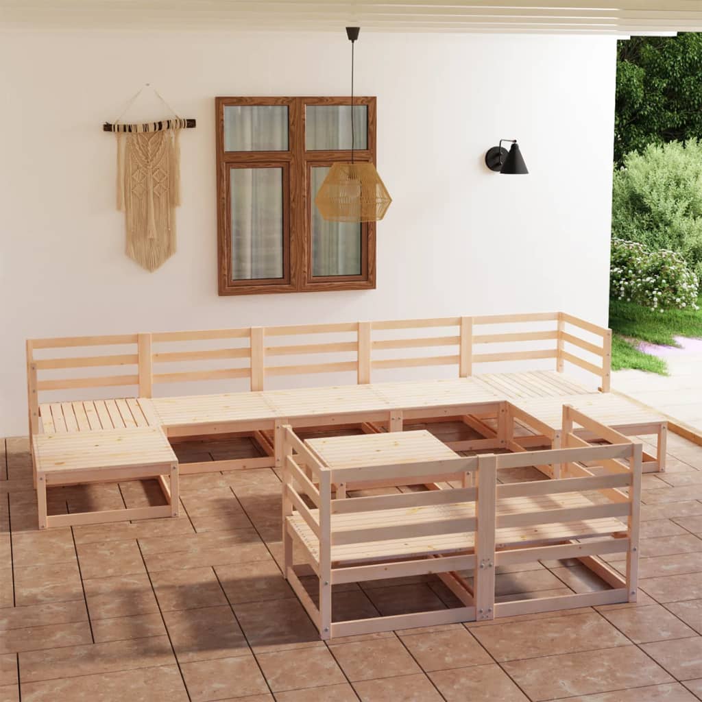 vidaXL 10 Piece Garden Lounge Set Solid Pinewood