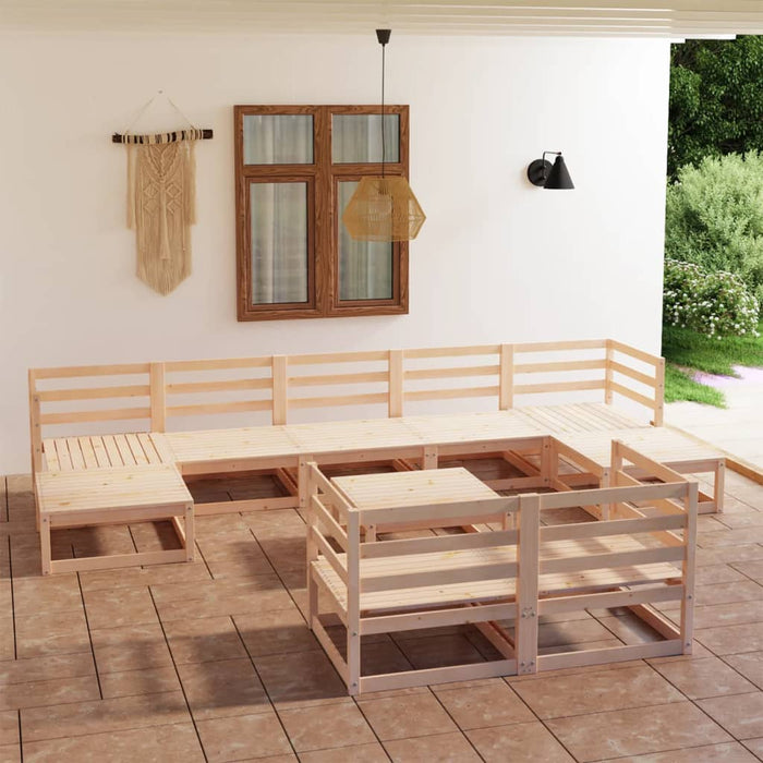 vidaXL 10 Piece Garden Lounge Set Solid Pinewood