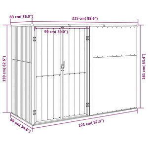 vidaXL Garden Tool Shed Green 225x89x161 cm Galvanised Steel