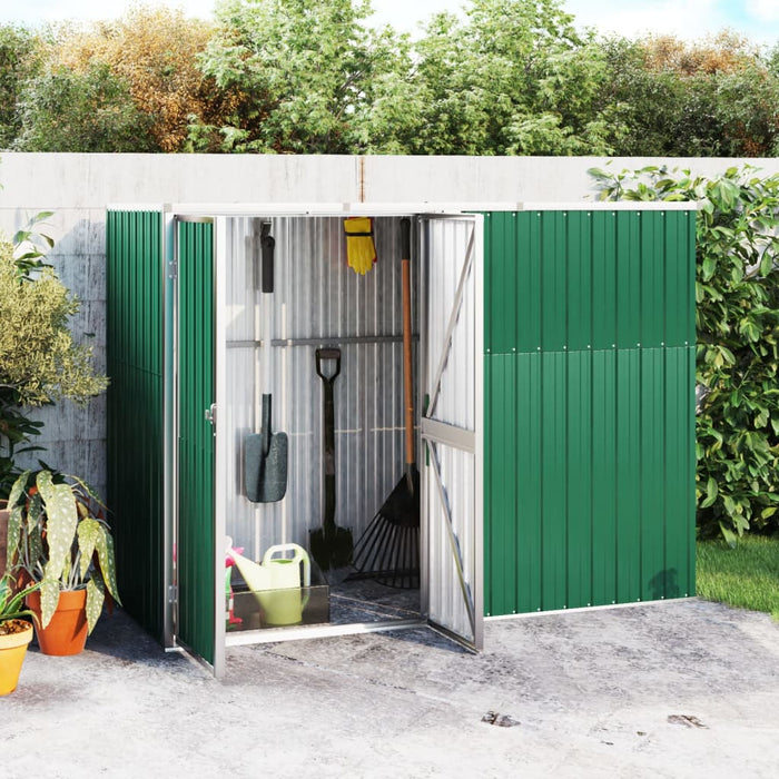 vidaXL Garden Tool Shed Green 225x89x161 cm Galvanised Steel