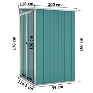 vidaXL Wall-mounted Garden Shed Green 118x100x178 cm Galvanised Steel