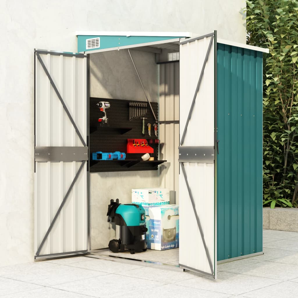 vidaXL Wall-mounted Garden Shed Green 118x100x178 cm Galvanised Steel