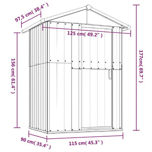 vidaXL Garden Shed Grey 126x97.5x177 cm Galvanised Steel