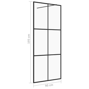 vidaXL Walk-in Shower Wall with Clear ESG Glass 90x195 cm Black