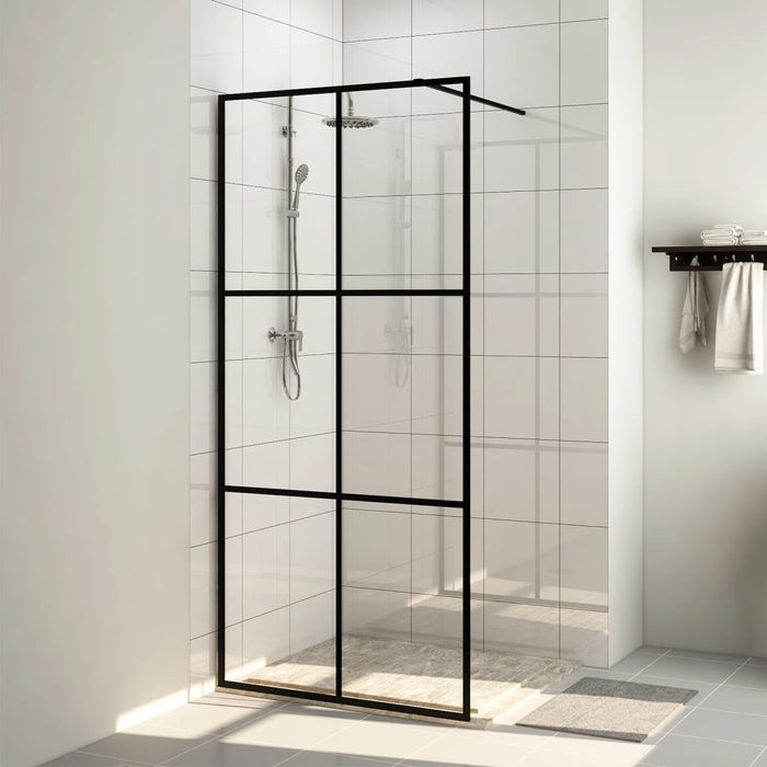 vidaXL Walk-in Shower Wall with Clear ESG Glass 90x195 cm Black