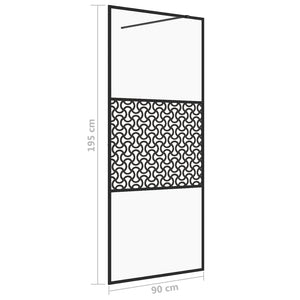 vidaXL Walk-in Shower Wall with Clear ESG Glass 90x195 cm Black