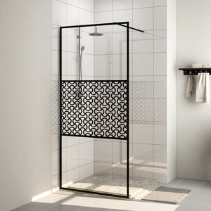 vidaXL Walk-in Shower Wall with Clear ESG Glass 100x195 cm Black