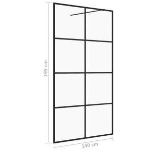 vidaXL Walk-in Shower Wall with Clear ESG Glass 140x195 cm Black