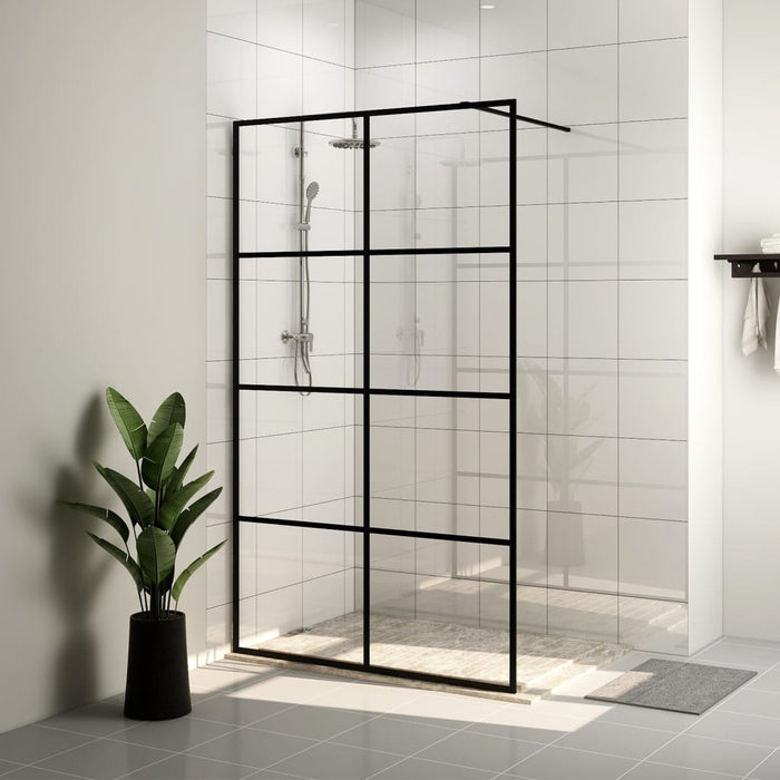 vidaXL Walk-in Shower Wall with Clear ESG Glass 140x195 cm Black