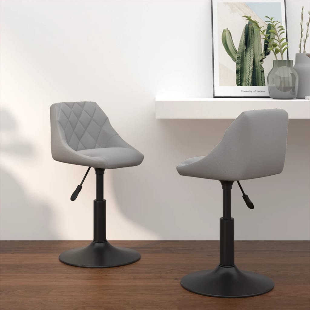 vidaXL Swivel Dining Chairs 2 pcs Light Grey Velvet