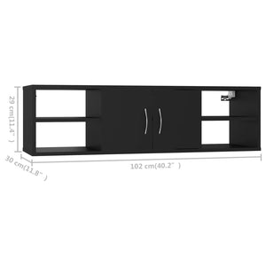 vidaXL Wall Shelf Black 102x30x29 cm Engineered Wood