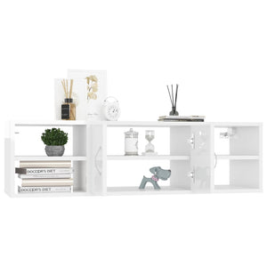 vidaXL Wall Shelf High Gloss White 102x30x29 cm Engineered Wood