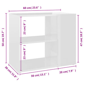 vidaXL Side Cabinet High Gloss White 60x30x50 cm Engineered Wood