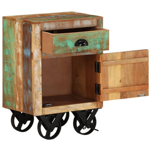 vidaXL Bedside Cabinet with Wheels 40x30x57 cm Solid Reclaimed Wood