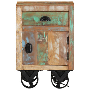 vidaXL Bedside Cabinet with Wheels 40x30x57 cm Solid Reclaimed Wood