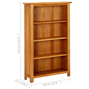 vidaXL 4-Tier Bookcase 70x22x110 cm Solid Oak Wood