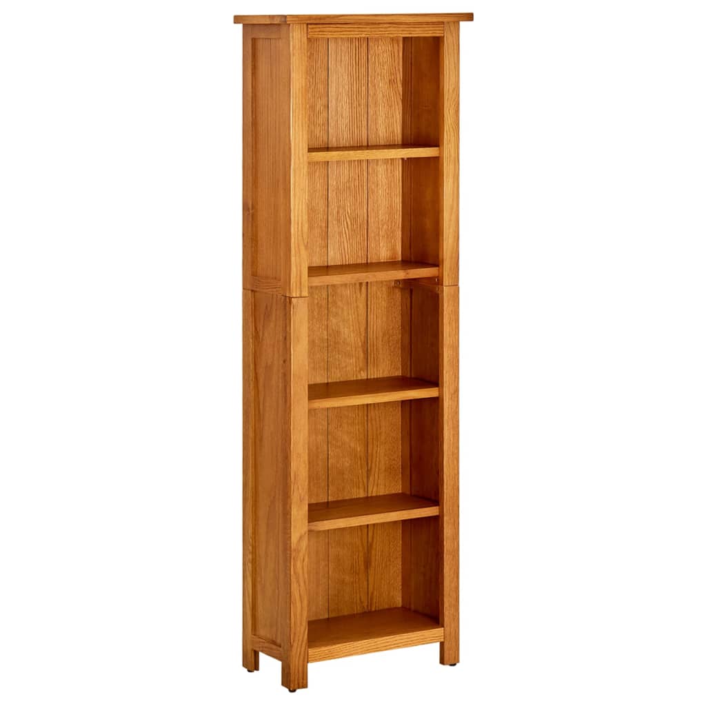 vidaXL 5-Tier Bookcase 45x22x140 cm Solid Oak Wood