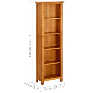 vidaXL 5-Tier Bookcase 45x22x140 cm Solid Oak Wood