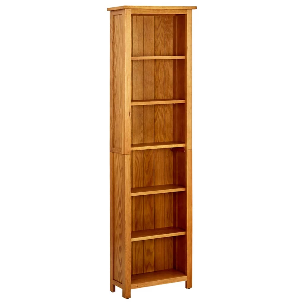 vidaXL 6-Tier Bookcase 52x22x180 cm Solid Oak Wood