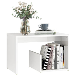 vidaXL Side Table High Gloss White 59x36x38 cm Engineered Wood