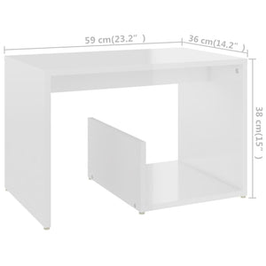 vidaXL Side Table High Gloss White 59x36x38 cm Engineered Wood