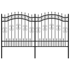 vidaXL Garden Fence with Spear Top Black 165 cm Powder-coated Steel