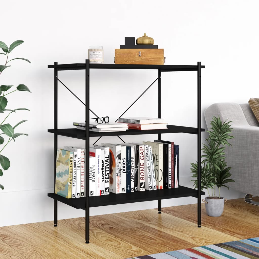 vidaXL 3-Tier Shelving Unit Black 80x40x92 cm