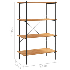 vidaXL 4-Tier Shelving Unit Black and Oak 80x40x130 cm