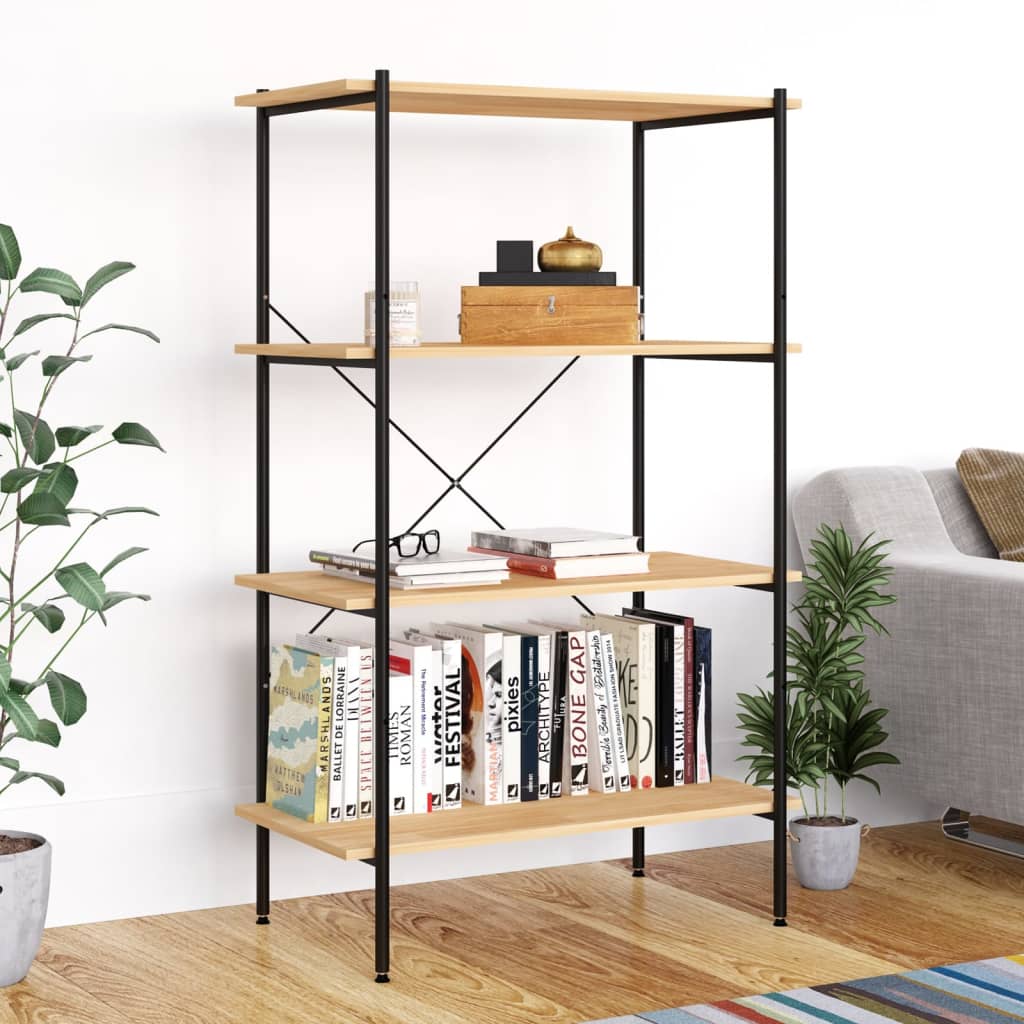 vidaXL 4-Tier Shelving Unit Black and Oak 80x40x130 cm