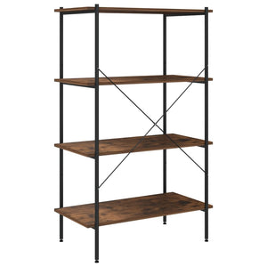 vidaXL 4-Tier Shelving Unit Black and Dark Wood 80x40x130 cm