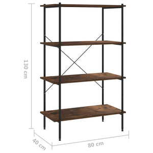 vidaXL 4-Tier Shelving Unit Black and Dark Wood 80x40x130 cm