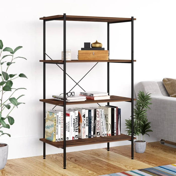 vidaXL 4-Tier Shelving Unit Black and Dark Wood 80x40x130 cm