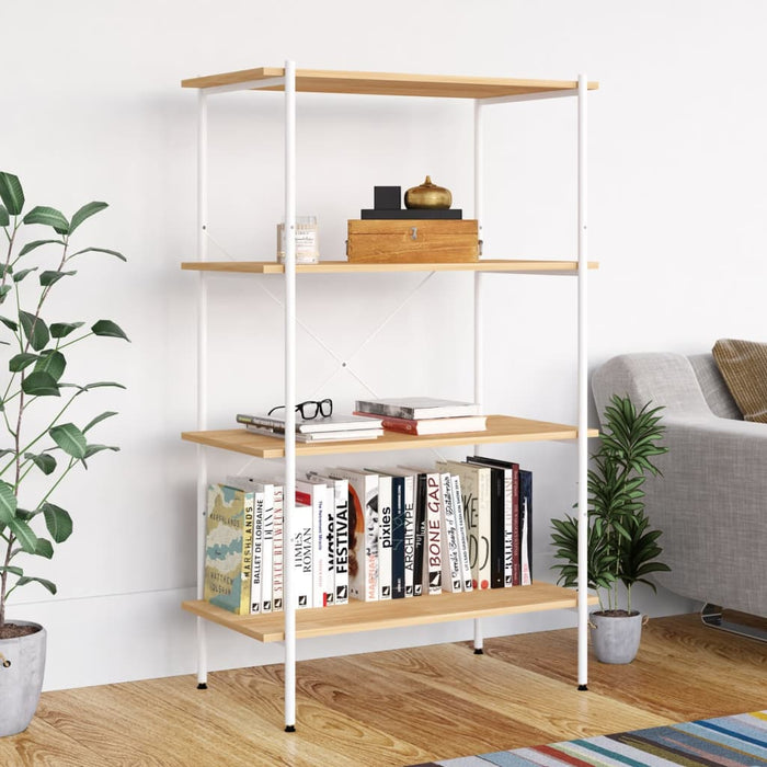 vidaXL 4-Tier Shelving Unit White and Oak 80x40x130 cm