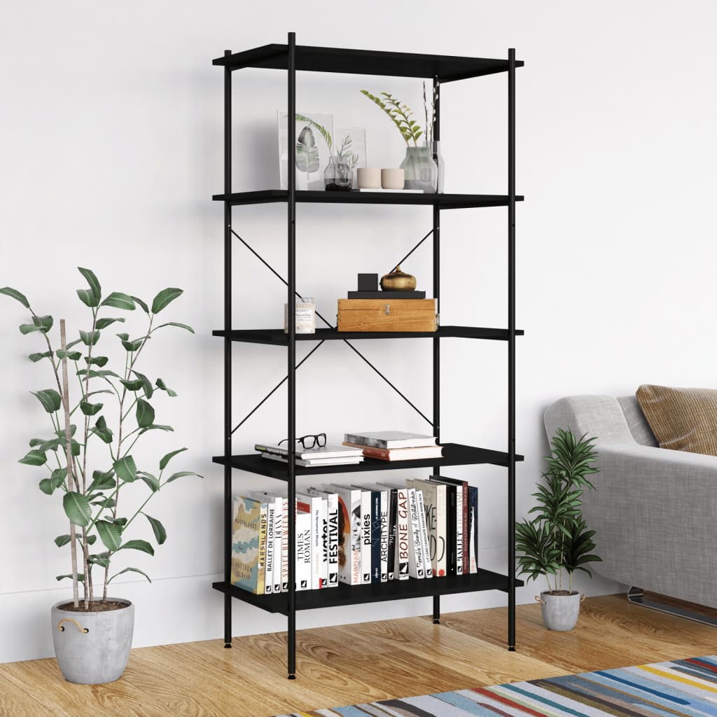 vidaXL 5-Tier Shelving Unit Black 80x40x163 cm