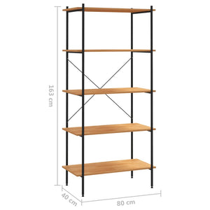 vidaXL 5-Tier Shelving Unit Black and Oak 80x40x163 cm