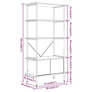 vidaXL 5-Tier Shelving Unit with Cabinet 80x40x163 cm Steel and Engineered Wood