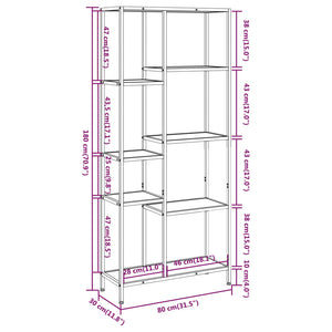 vidaXL Book Shelf 80x30x180 cm Steel and Engineered Wood