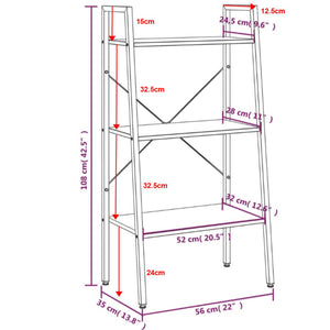 vidaXL 3-Tier Standing Shelf Black 56x35x108 cm