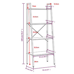 vidaXL 4-Tier Standing Shelf Light Brown and Black 56x35x140 cm