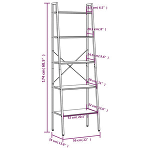 vidaXL 5-Tier Standing Shelf Light Brown and Black 56x35x174 cm