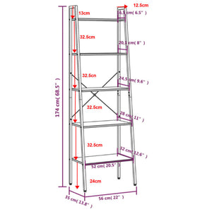 vidaXL 5-Tier Standing Shelf Black 56x35x174 cm