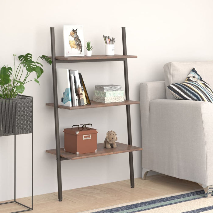 vidaXL 3-Tier Leaning Shelf Dark Brown and Black 64x34x116 cm