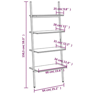 vidaXL 4-Tier Leaning Shelf Light Brown and Black 64x34x150.5 cm